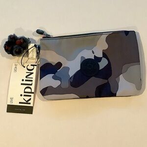 Kipling Viv Pouch Bag Grey Camo New